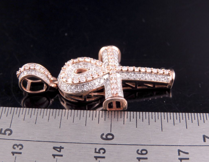 1.50 CTW Unisex Two Tone 10K Ankh Cross Pendant