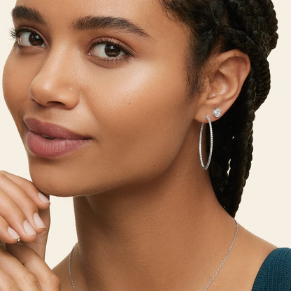 3/4 CTW Lab Grown Diamond Hoop Earrings