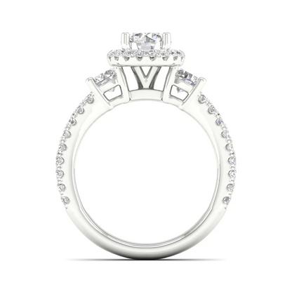 2.10 CTW Round Cut Halo Lab Grown Diamond Ring