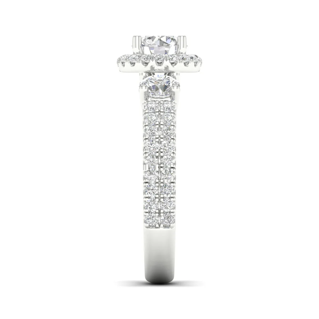2.10 CTW Round Cut Halo Lab Grown Diamond Ring