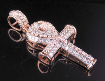1.50 CTW Unisex Two Tone 10K Ankh Cross Pendant