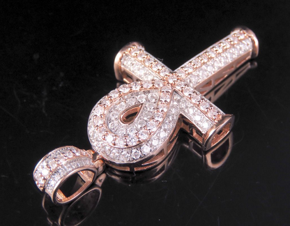 1.50 CTW Unisex Two Tone 10K Ankh Cross Pendant