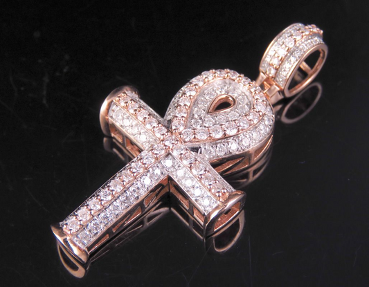 1.50 CTW Unisex Two Tone 10K Ankh Cross Pendant