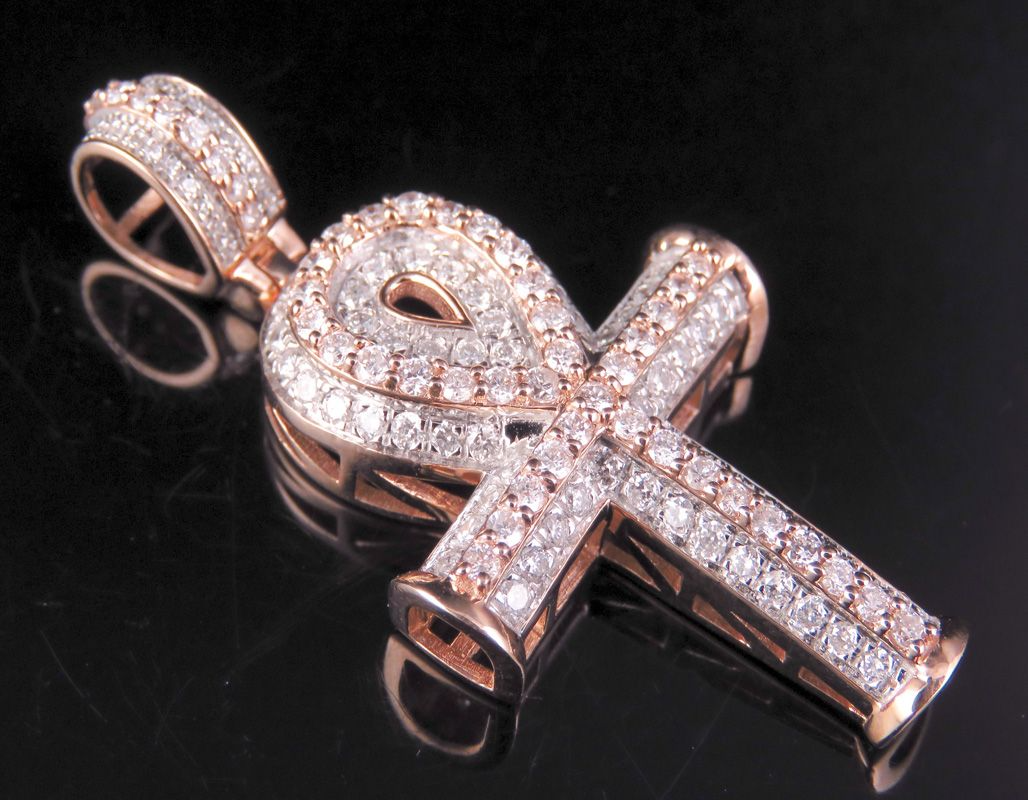 1.50 CTW Unisex Two Tone 10K Ankh Cross Pendant