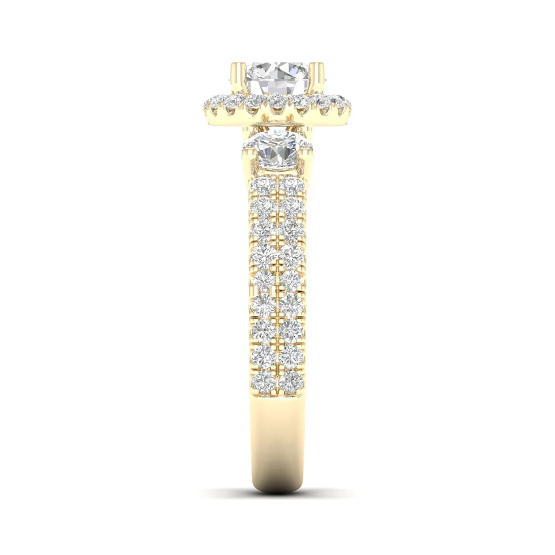 2.10 CTW Round Cut Halo Lab Grown Diamond Ring