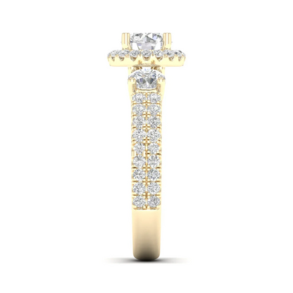 2.10 CTW Round Cut Halo Lab Grown Diamond Ring