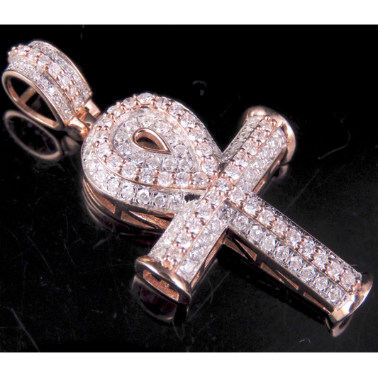 1.50 CTW Unisex Two Tone 10K Ankh Cross Pendant