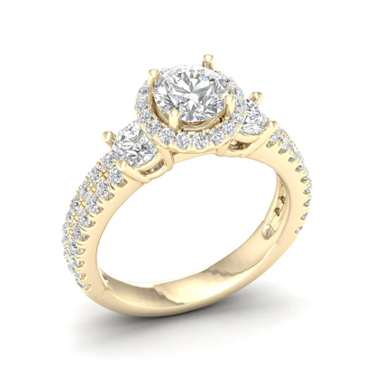 2.10 CTW Round Cut Halo Lab Grown Diamond Ring