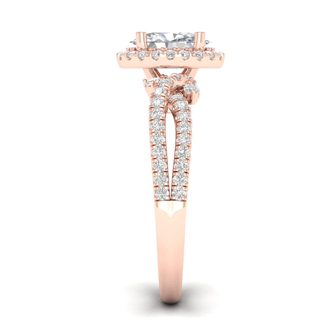 1.60 CTW Split Shank Oval Halo Lab Grown Diamond Ring