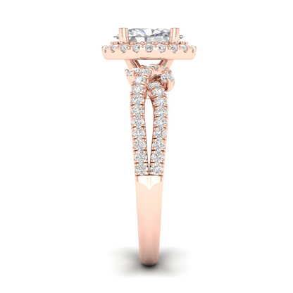 1.60 CTW Split Shank Oval Halo Lab Grown Diamond Ring