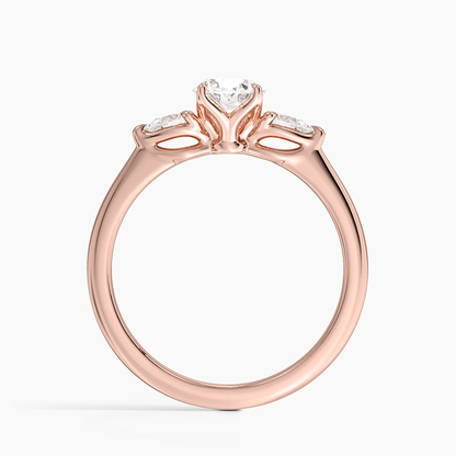 3/4CT Oval Lab Grown Diamond Three Stone Ring