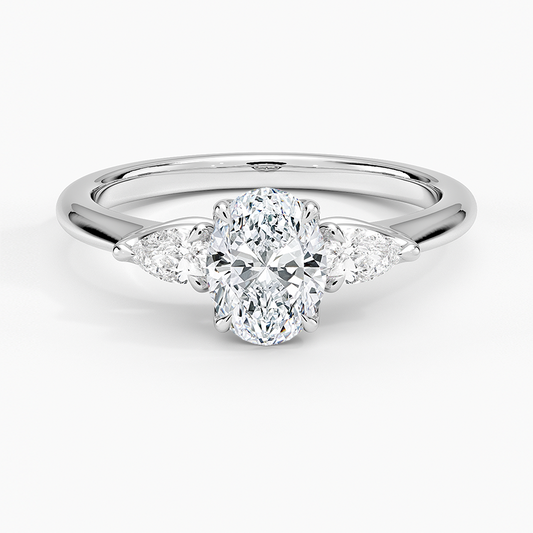 3/4CT Oval Lab Grown Diamond Three Stone Ring