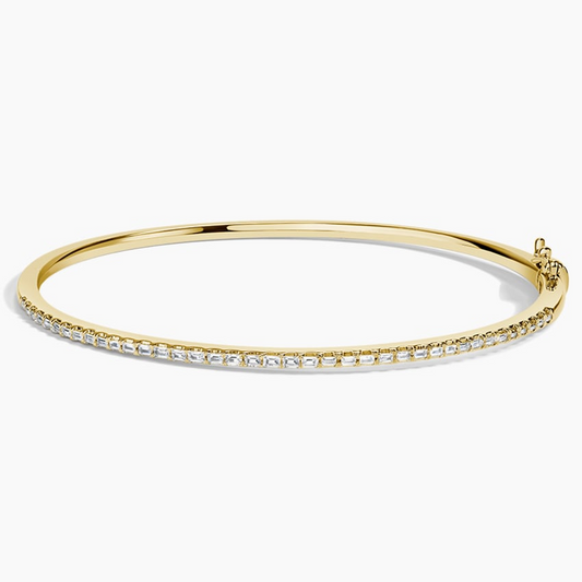 1/2CTW 7 inch Baguette Lab Grown Diamond Bangle Bracelet
