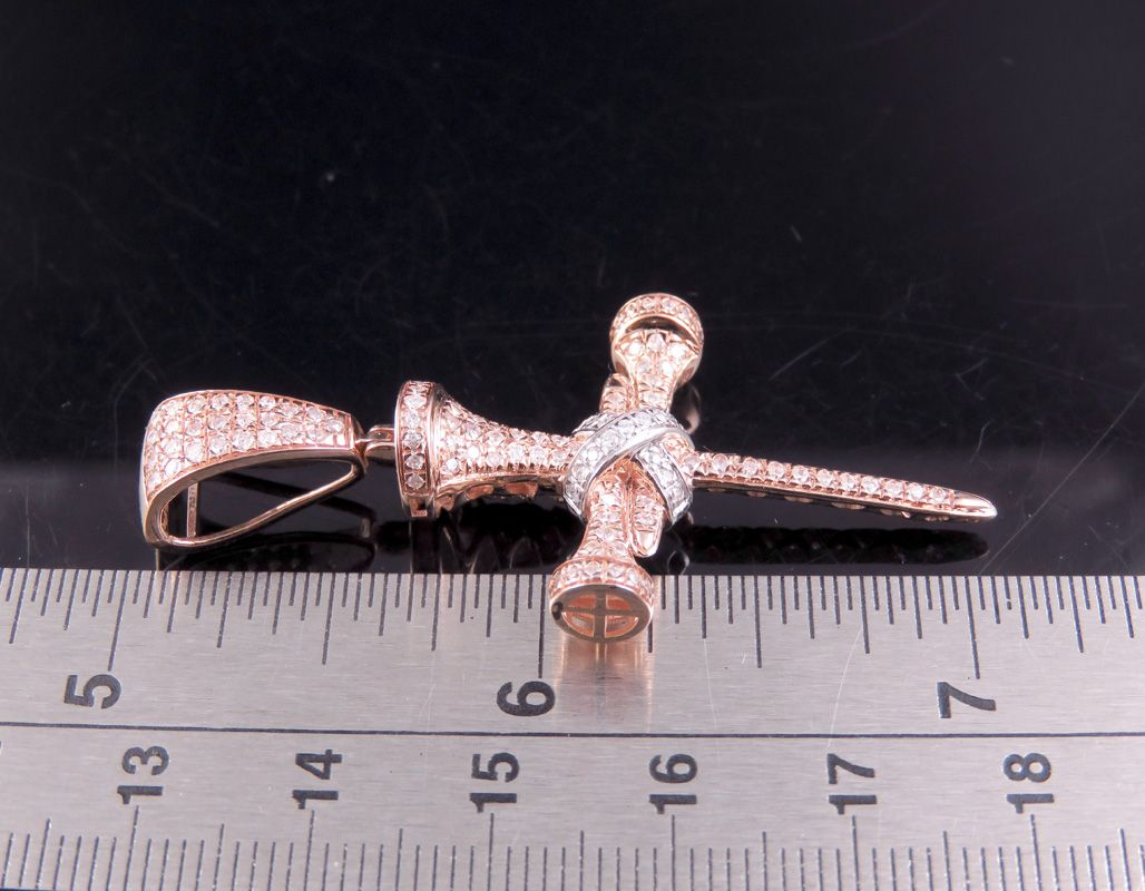 2 Inch 10K Lab Grown Diamond Nail Cross Pendant
