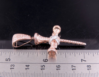 2 Inch 10K Lab Grown Diamond Nail Cross Pendant