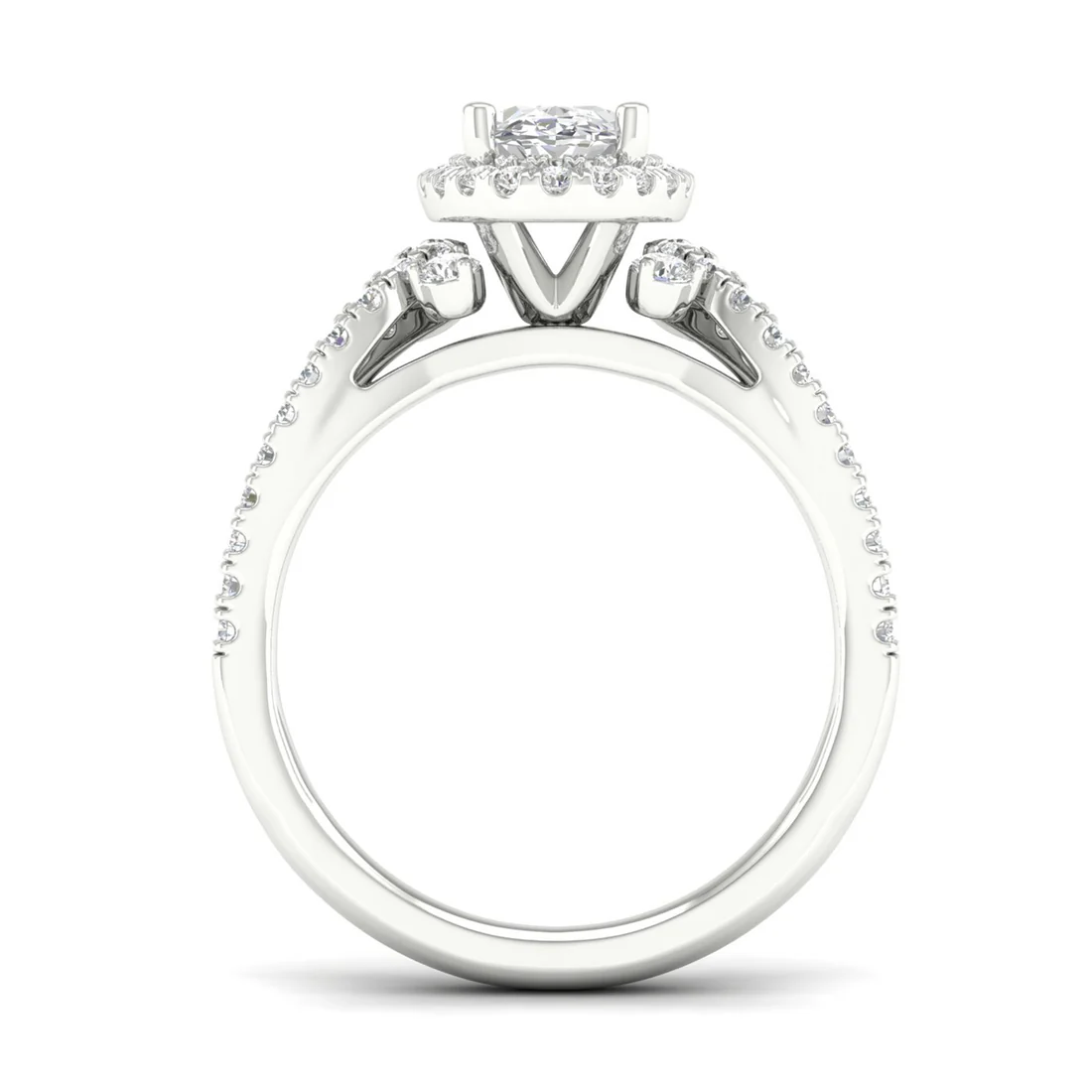 1.60 CTW Split Shank Oval Halo Lab Grown Diamond Ring
