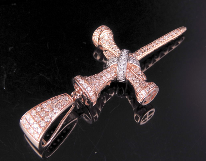 2 Inch 10K Lab Grown Diamond Nail Cross Pendant