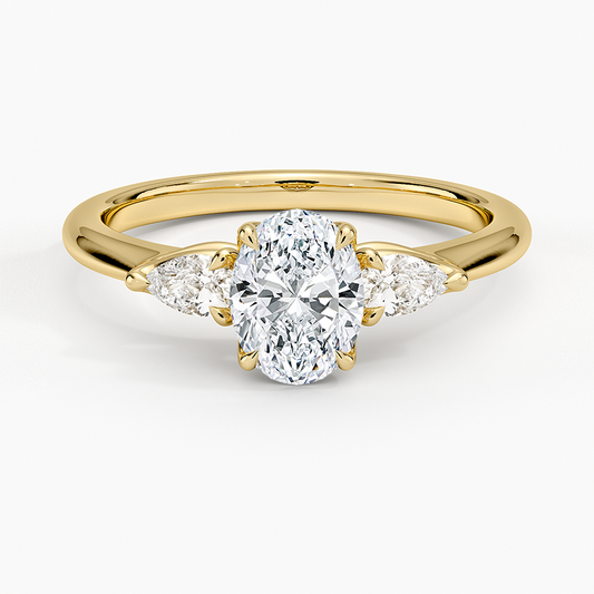 3/4CT Oval Lab Grown Diamond Three Stone Ring