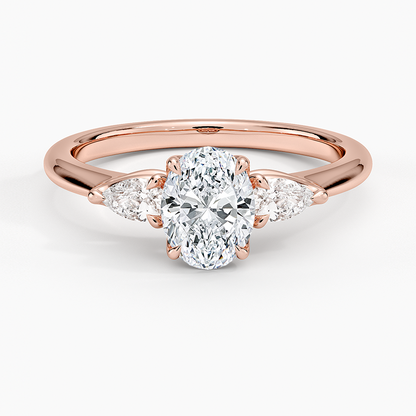 3/4CT Oval Lab Grown Diamond Three Stone Ring