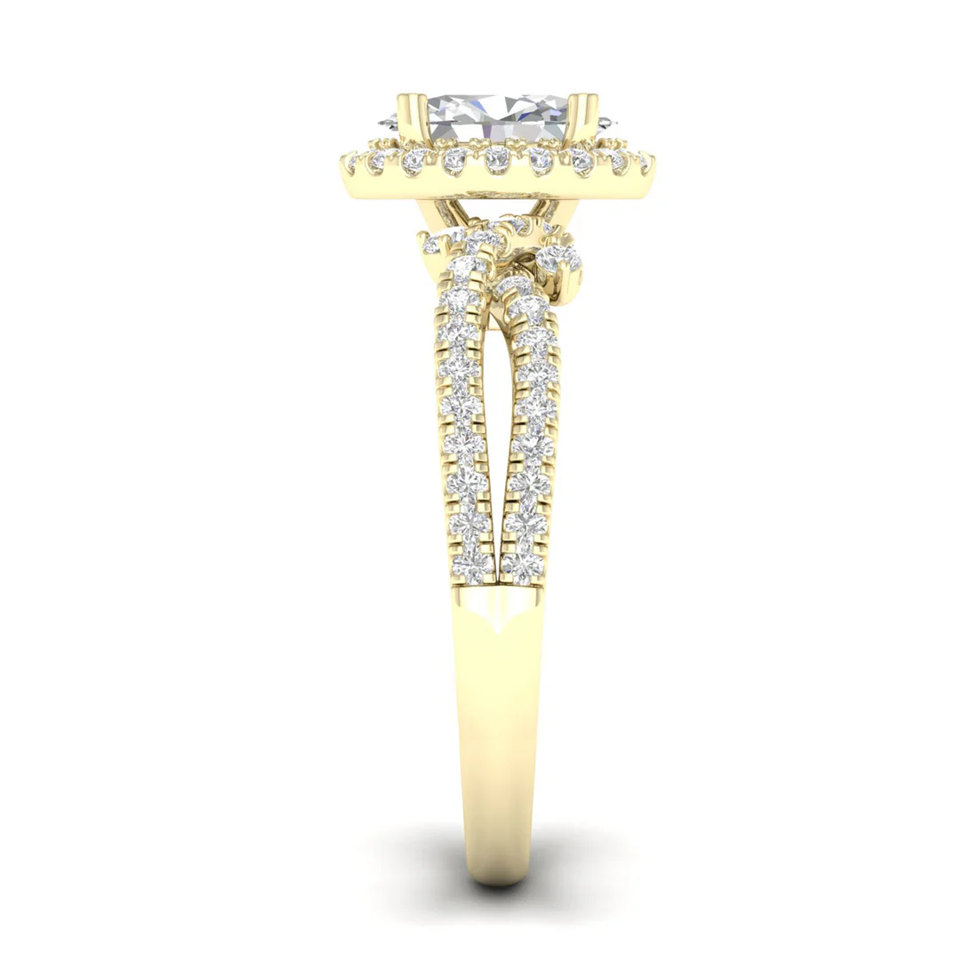 1.60 CTW Split Shank Oval Halo Lab Grown Diamond Ring