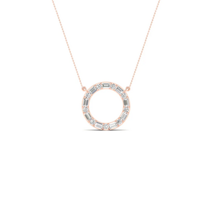 0.25 CTW Lab Grown Diamond Baguette Round Circle Pendant