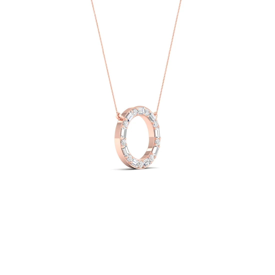 0.25 CTW Lab Grown Diamond Baguette Round Circle Pendant