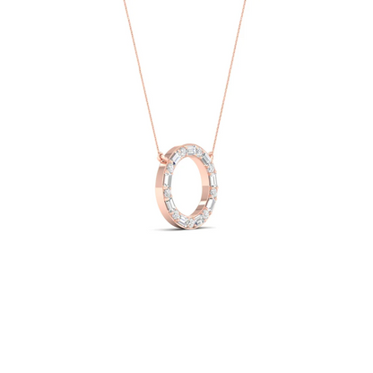 0.25 CTW Lab Grown Diamond Baguette Round Circle Pendant