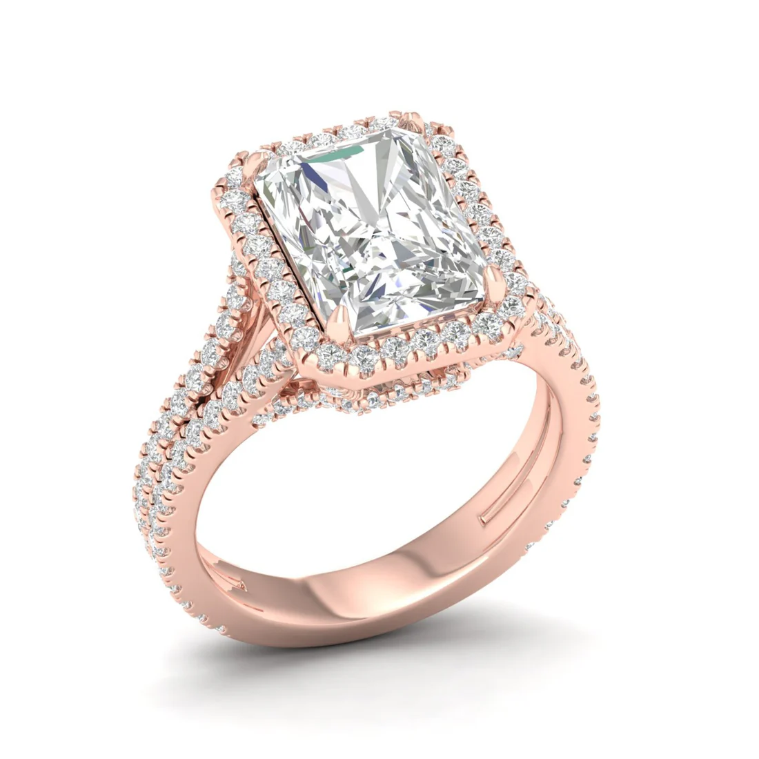 5 CTW Split Shank Radiant Cut Lab Grown Diamond Ring