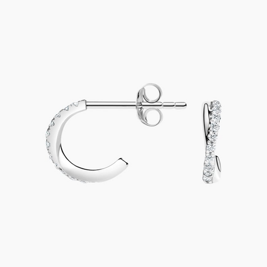 1/8 CTW Lab Grown Diamond Huggie Earrings in Silver