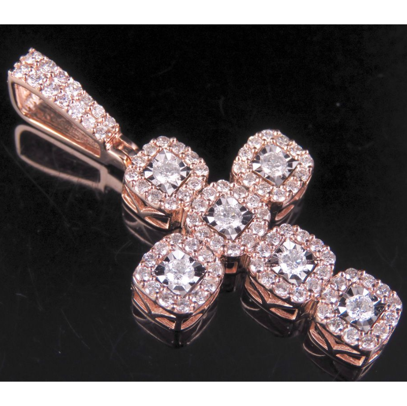 1.50 CTW Lab Grown Diamond Square Cluster Cross Pendant