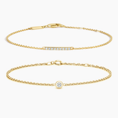7 inch Minimalist Lab Grown Diamond Bracelet Set