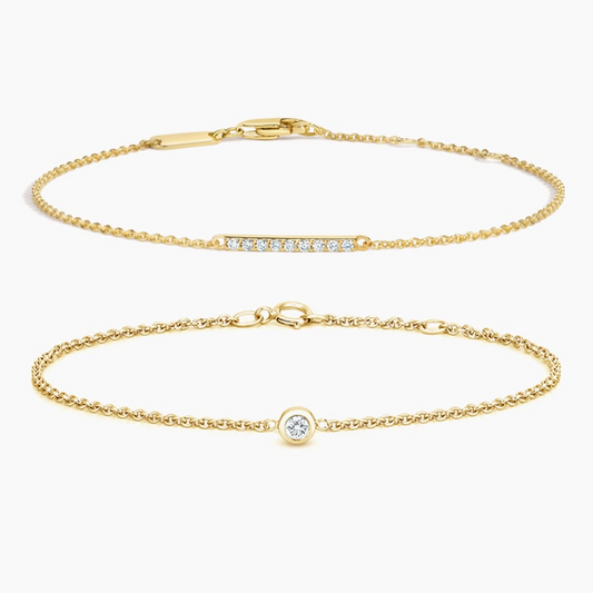 7 inch Minimalist Lab Grown Diamond Bracelet Set