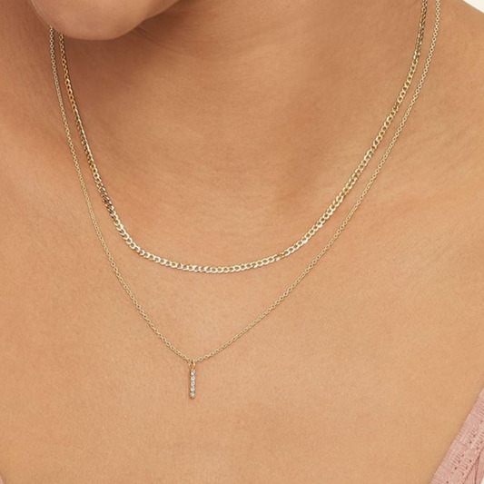 Lab Grown Diamond Vertical Pavé Bar Pendant
