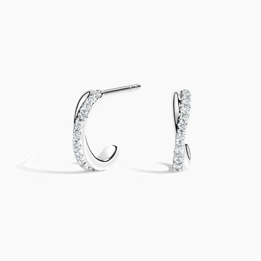 1/8 CTW Lab Grown Diamond Huggie Earrings in Silver