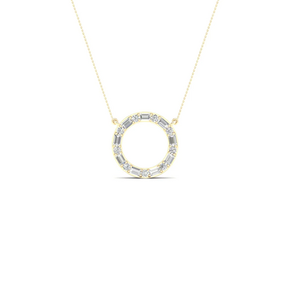 0.25 CTW Lab Grown Diamond Baguette Round Circle Pendant