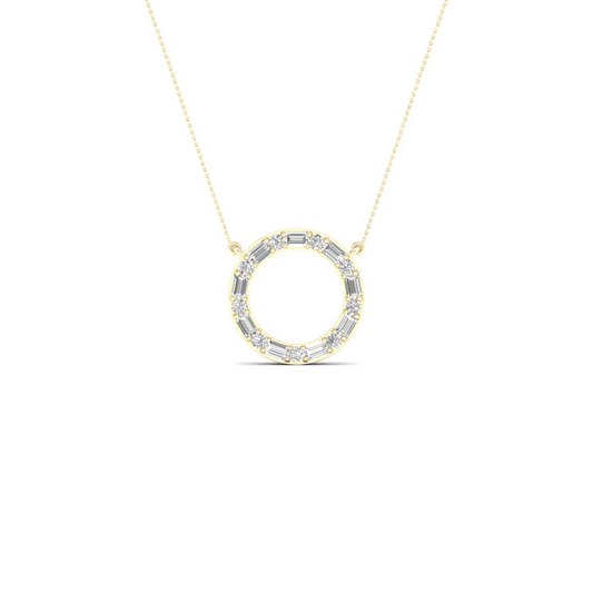 0.25 CTW Lab Grown Diamond Baguette Round Circle Pendant
