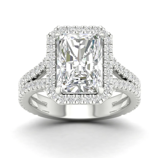 5 CTW Split Shank Radiant Cut Lab Grown Diamond Ring