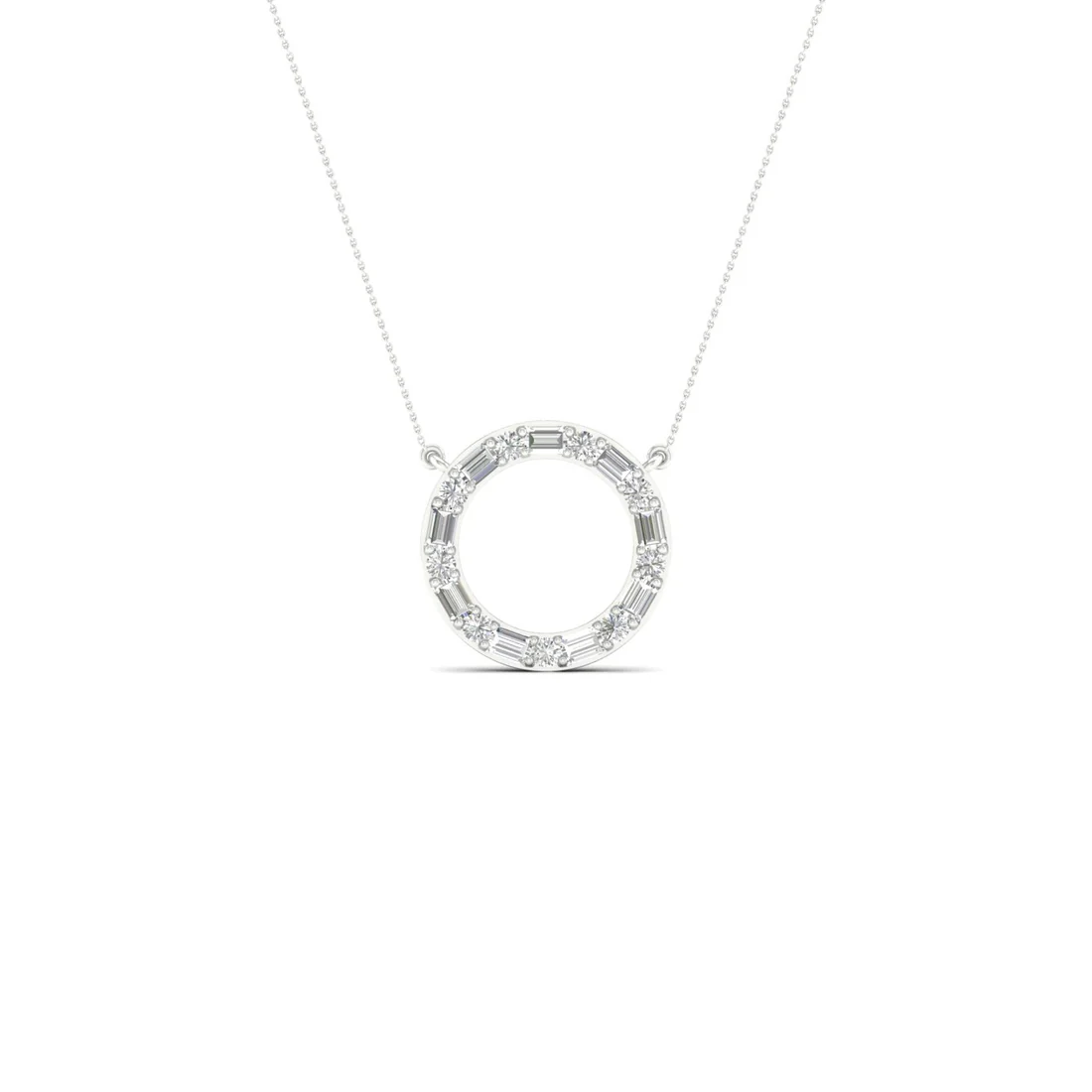 0.25 CTW Lab Grown Diamond Baguette Round Circle Pendant