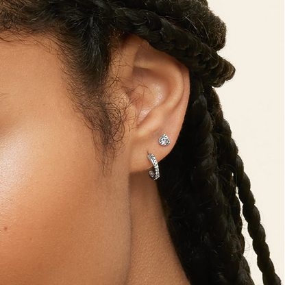 1/8 CTW Lab Grown Diamond Huggie Earrings in Silver
