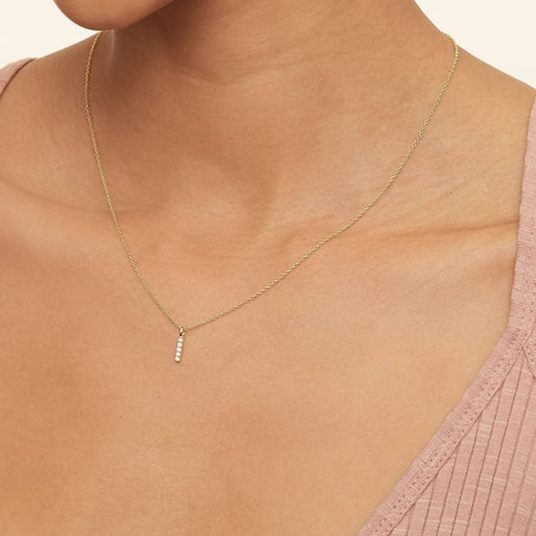 Lab Grown Diamond Vertical Pavé Bar Pendant