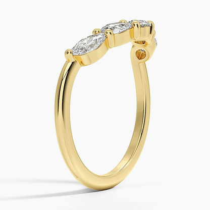 18k Solid Gold Contoured Lab Grown Diamond Curved Wedding Band