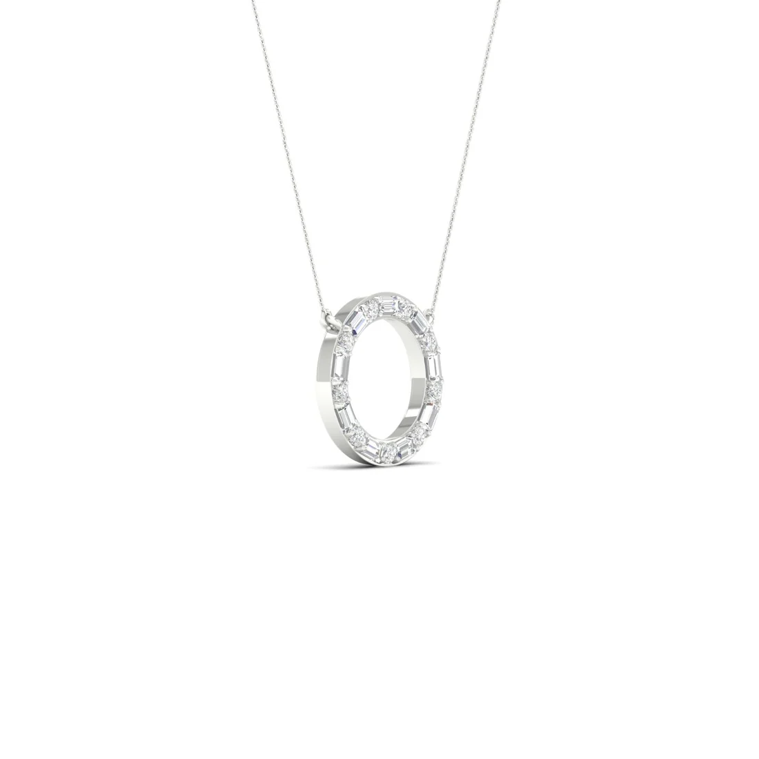 0.25 CTW Lab Grown Diamond Baguette Round Circle Pendant