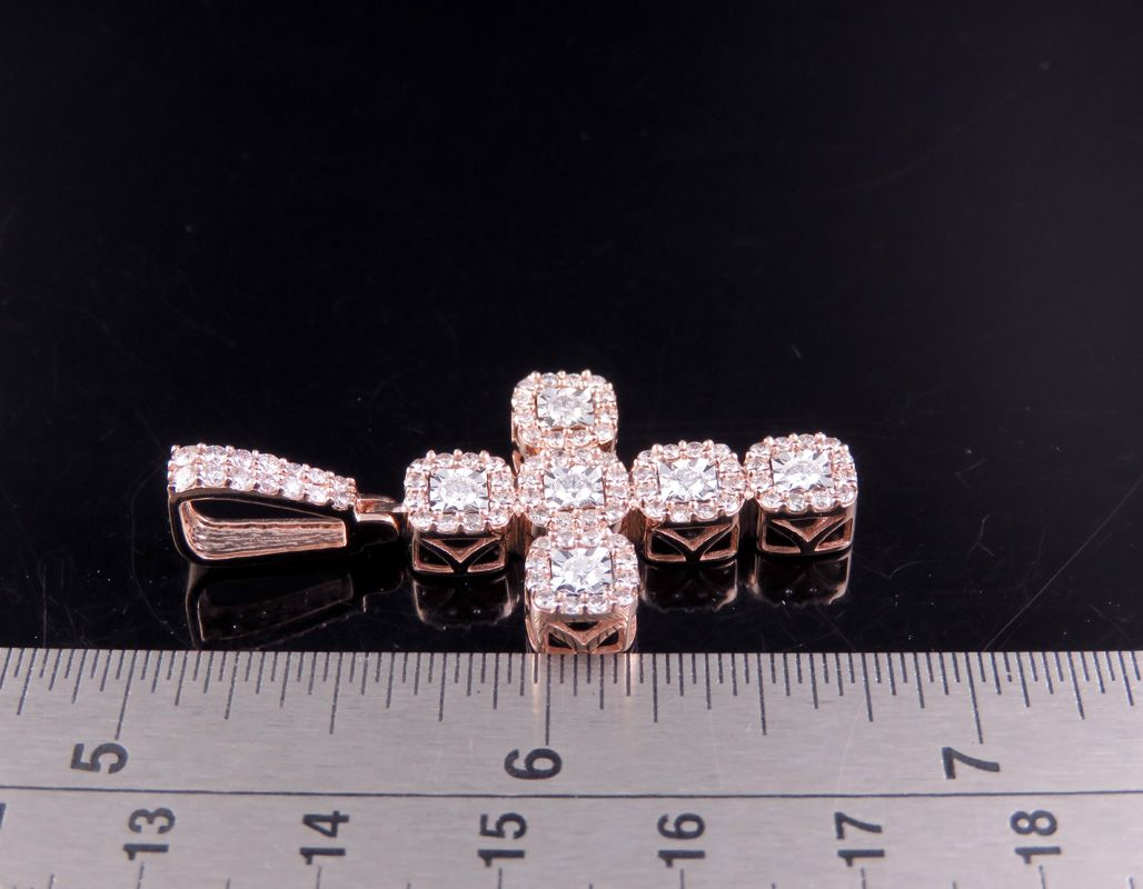 1.50 CTW Lab Grown Diamond Square Cluster Cross Pendant
