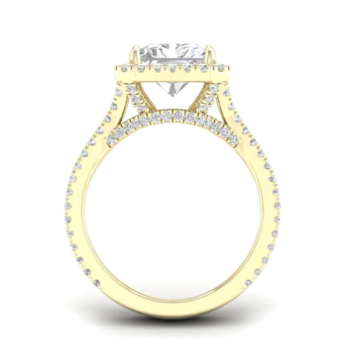 5 CTW Split Shank Radiant Cut Lab Grown Diamond Ring