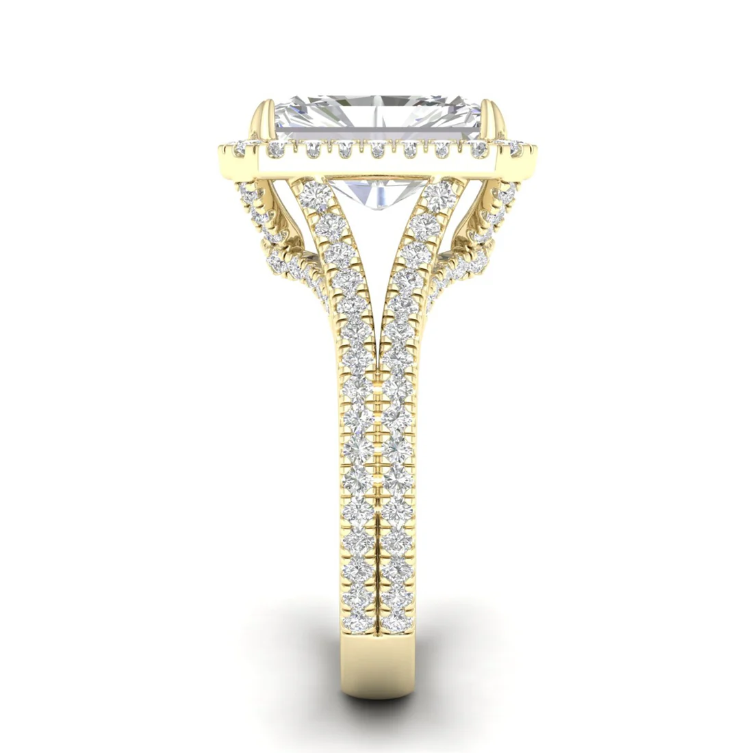 5 CTW Split Shank Radiant Cut Lab Grown Diamond Ring