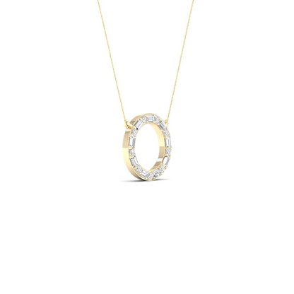0.25 CTW Lab Grown Diamond Baguette Round Circle Pendant