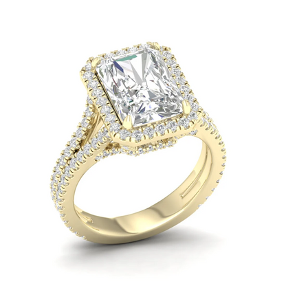 5 CTW Split Shank Radiant Cut Lab Grown Diamond Ring