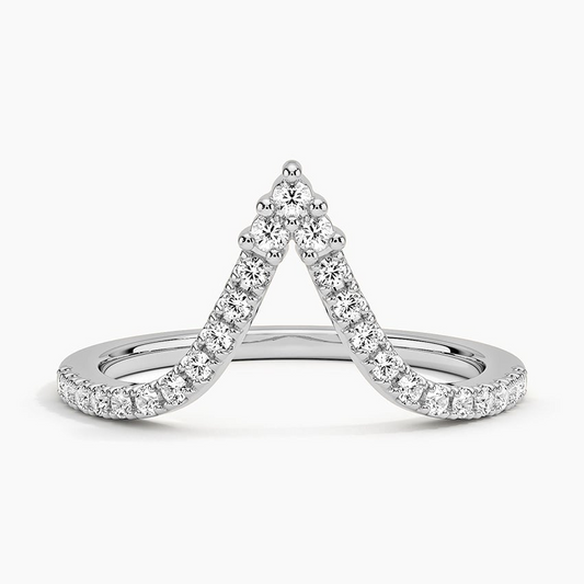 0.20 CTW Round Lab Grown Diamond V Shaped Wedding Band