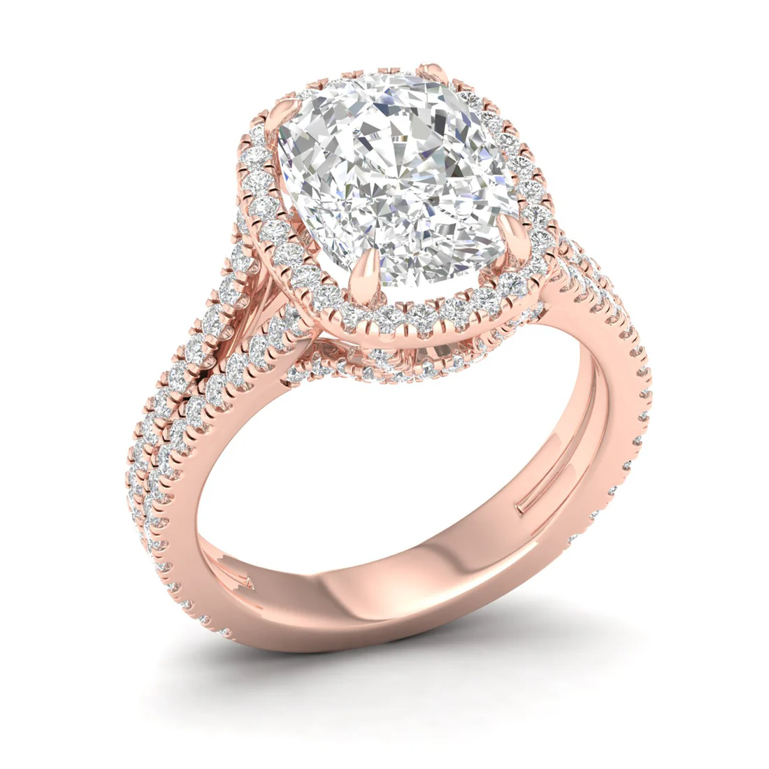 5.1 CTW Halo Cushion Lab Grown Diamond Engagement Ring