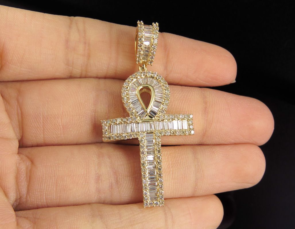 1.75 Inch Lab Grown Diamond Baguette Cross Pendant
